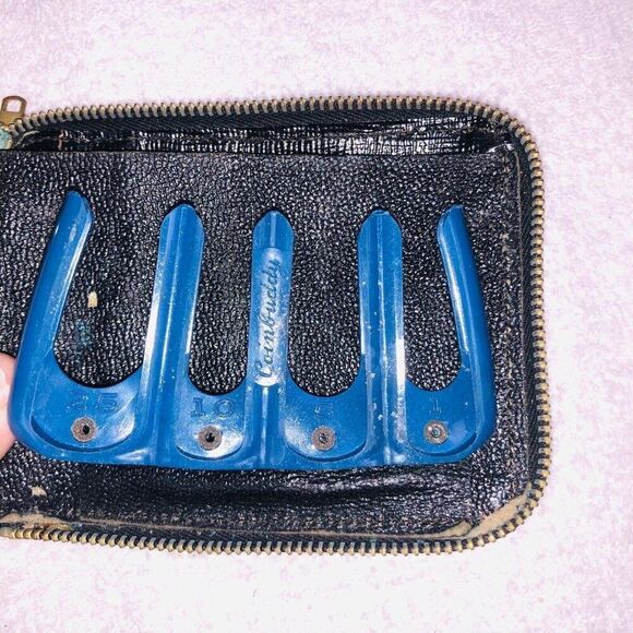 Vintage Womans Black Leather Wallet Folding Pill Holder Coin Slot Make Up - Picture 5 of 8